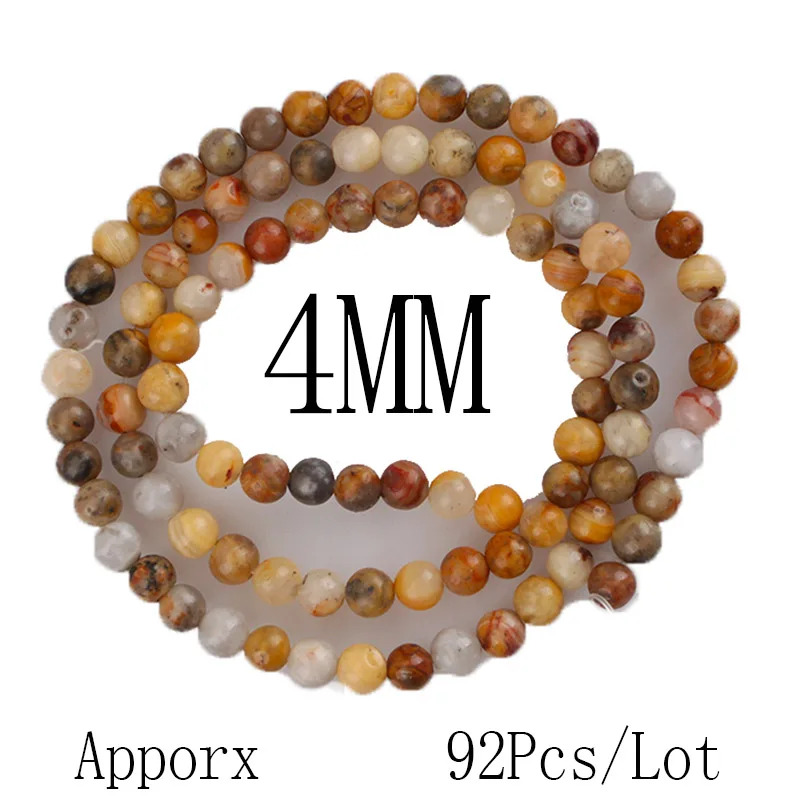 Бусины из натурального камня Crazy Agates круглые бусины 4 6 8 10 12 мм Diy браслет серьги бусины для изготовления модных ювелирных изделий - Цвет: 4MM