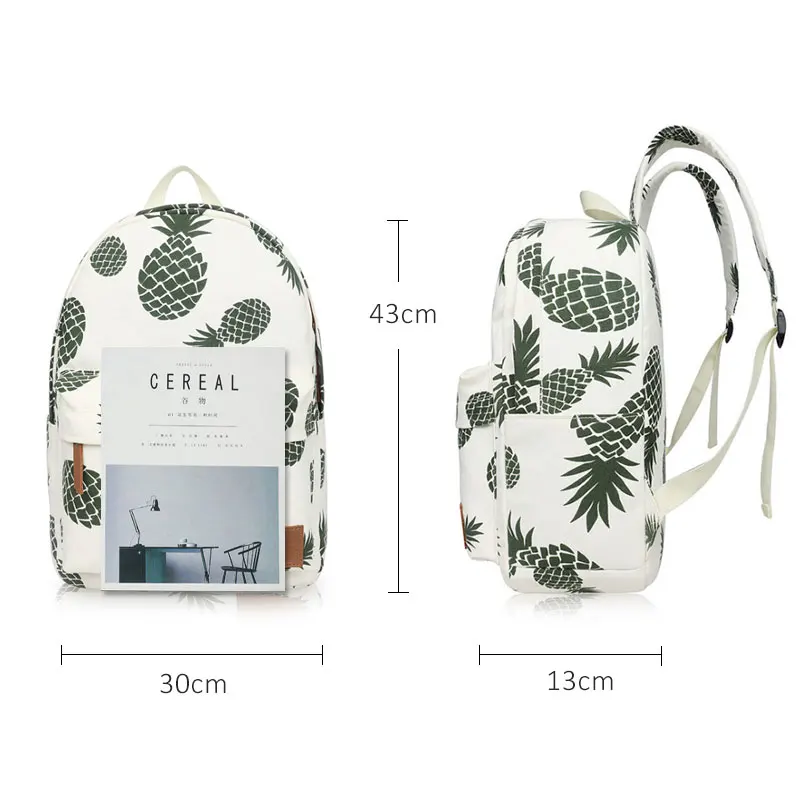 Las mujeres de impresión de lienzo mochila mochilas para las chicas bolsa verde piña mochila GRANDE DE VIAJE mochila escolar Las mujeres de impresión de lienzo mochila mochilas para las chicas bolsa verde piña mochila GRANDE DE VIAJE mochila escolar