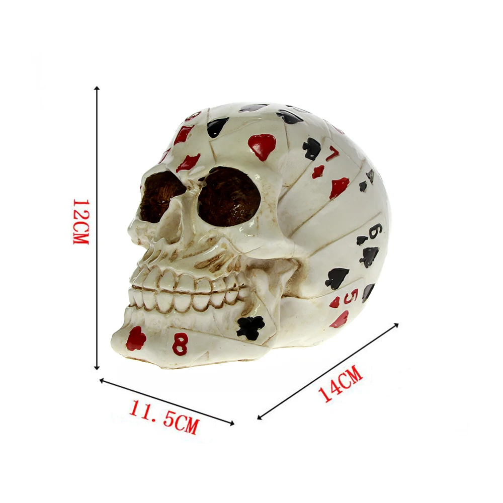 Покер лицо тату череп азартные игры Скелет Ace карты Хэллоуин Декор "Ужасы" череп игрок игральные карты Статуэтка Статуя