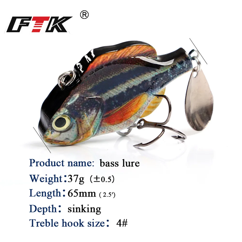FTK наживка для окуня 37 г/65 мм Crankbait Swimbait тонущие воблеры мульти Соединенные с тройным крюком рыболовные снасти Isca 22 цвета