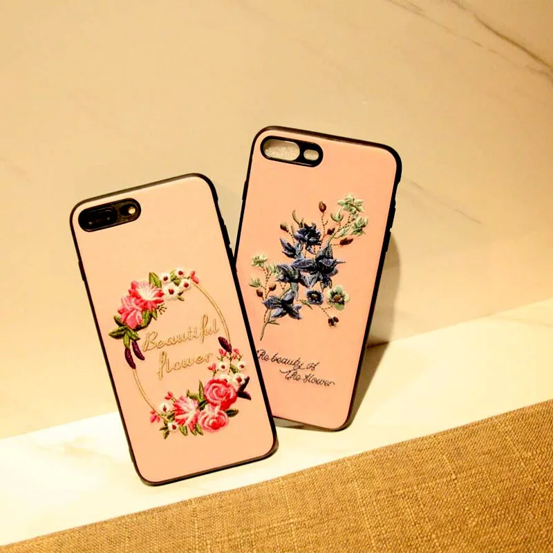 Роскошные вышивка мультфильм завод Цветок Птица чехол для Iphone 6 7 8 плюс ТПУ мягкий