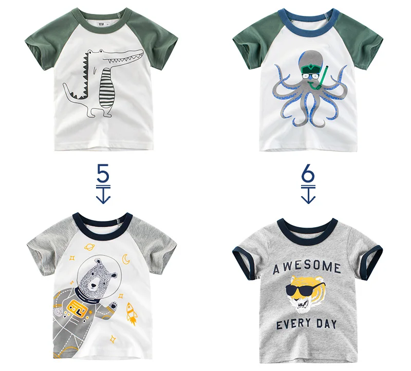Детская футболка для мальчиков с рисунком крокодила, Детская футболка с принтом животных футболка для девочек летние футболки с короткими рукавами, одежда для мальчиков, 3