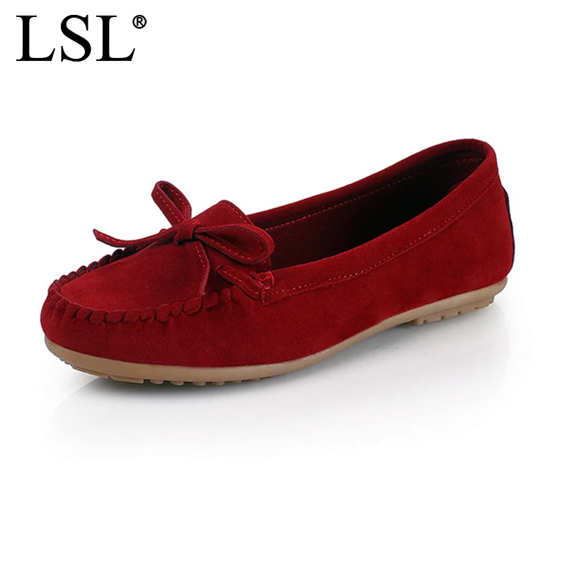 

New Arrival Women Flats Shoes Shallow Slip on Comfort Causal Leather Bow-tie Women Loafers Shoes Breathable In 6 Colors