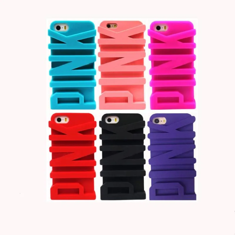 

Fashion Cute 3d PINK Letters Soft Silicone Case for iphone 6 Plus 6s Plus 5.5'' inch Phone Protective Covers