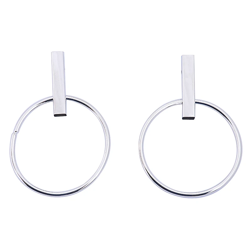 LWONG золотые серебряные серьги-кольца для женщин геометрический бар большие серьги в форме колец минималистичные серьги-кольца сережки oorbellen - Окраска металла: Silver