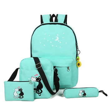 

Canvas School Bags For Girls Backpack 4pcs/set Kids Backpacks Teenager Children Schoolbag sac a dos enfant WBS466