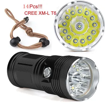

2019 New High Quality Super Bright 14x XM-L T6 LED Flashlight Torch 4x 18650 Hunting Light Lamp Drop Shipping