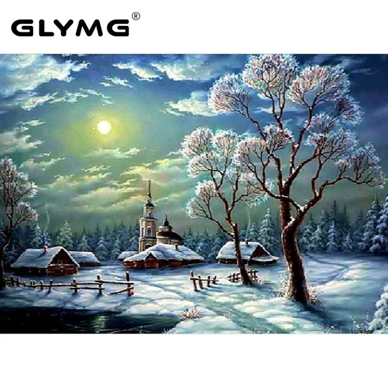 GLymg 5d Diy Diamond Painting Full Drill Snow Sun Scenery Full Square Rhinestones Embroidery Cross Stitch Diamond Embroidery