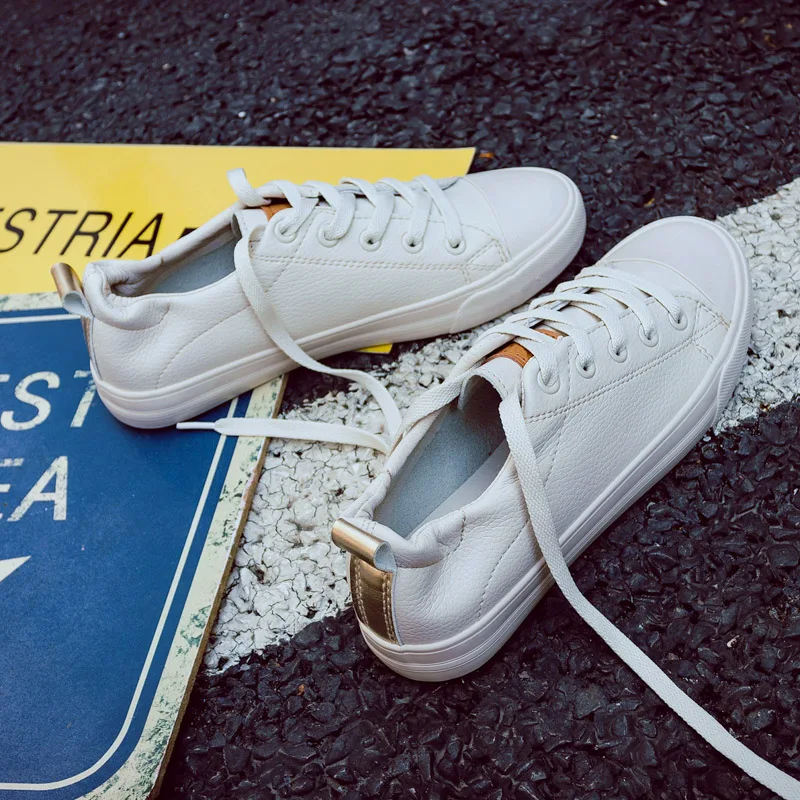 

Shoes Woman SALES New Fashion Women Shoes Casual High Platform Solid Color PU Leather Women Casual White Shoes Sneakers