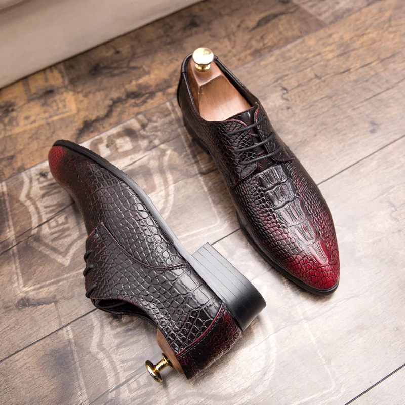 designer snake skin formal leather men shoes crocodile pattern dress wedding male footwear pointed toe brogue oxfords for men (25)