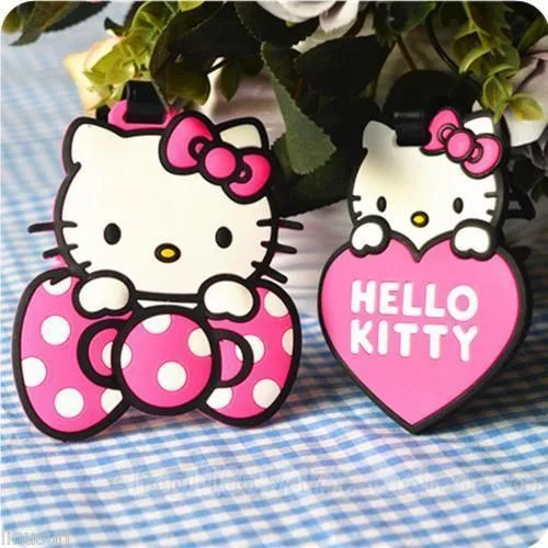 Wholesale10pcs Стильный мультфильм рисунок «Hello Kitty» Милая резиновая багажная бирка, карточка крышка