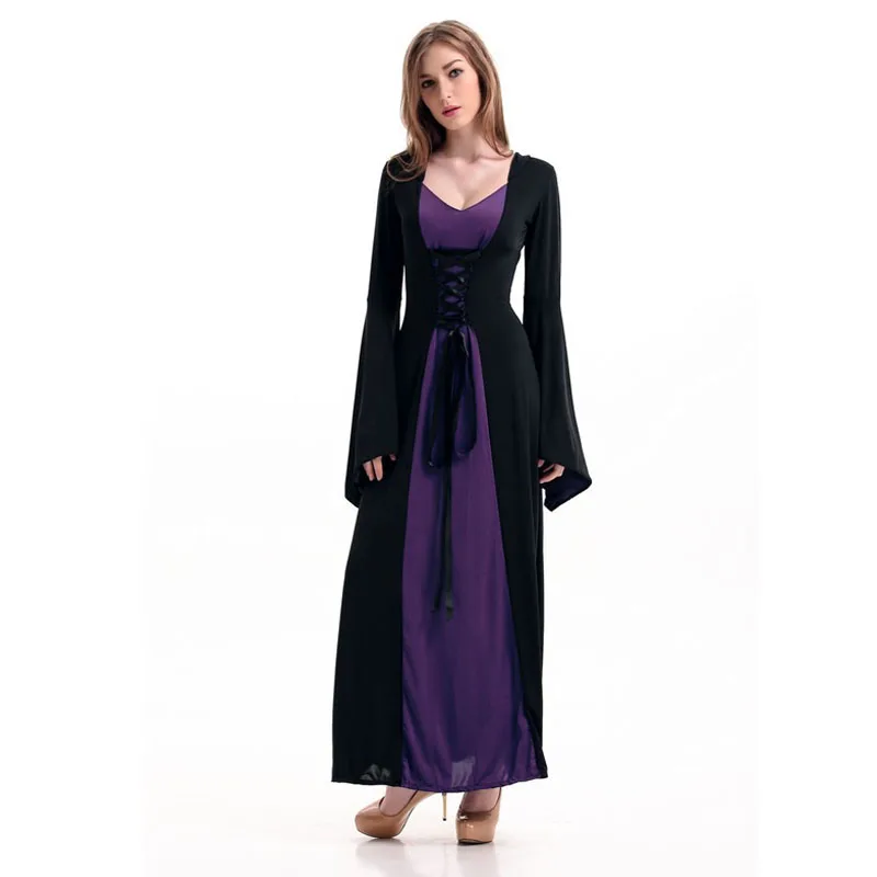Coshome Medieval Cosplay Costumes Women Wizards Long Evening Dress Adult Halloween Princess Party Games Luxury Queen Gothic Clothing