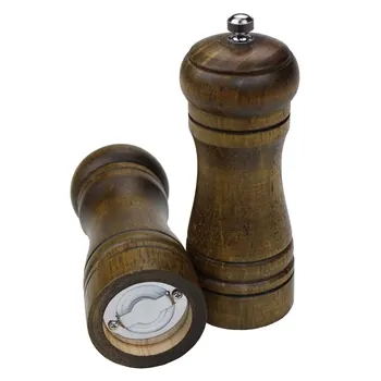 

Classical Oak Wood Pepper Spice Mill Grinder Set Handheld Seasoning Mills Grinder Cooking BBQ Tools Set 5"