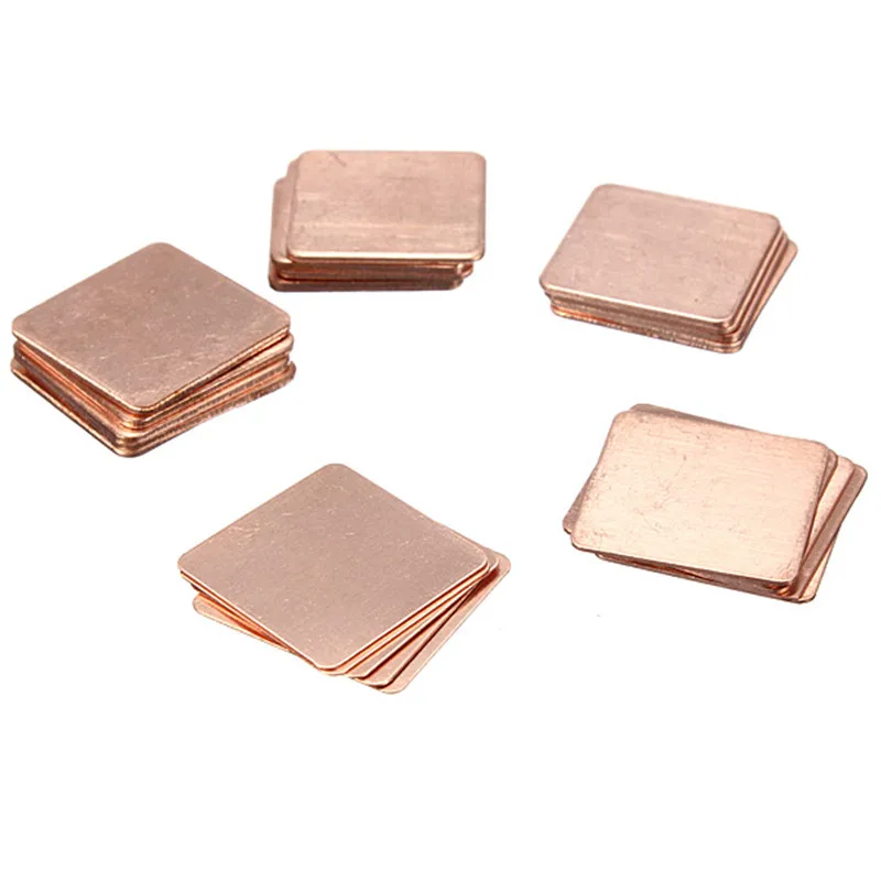 5 pcs 15x15/20x20mm 0.3mm-2mm  Thick Heatsink Copper Shim Thermal Pads for Laptop IC Chipset GPU CPU