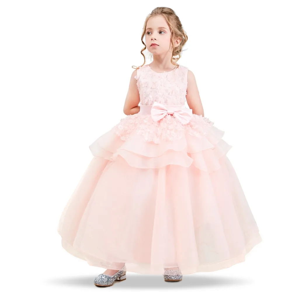 

Baby Girl Flower Dress For Girls Formal Wedding Party Dresses Kids Clothes Princess Long Communion Gown Children Girls Clothing