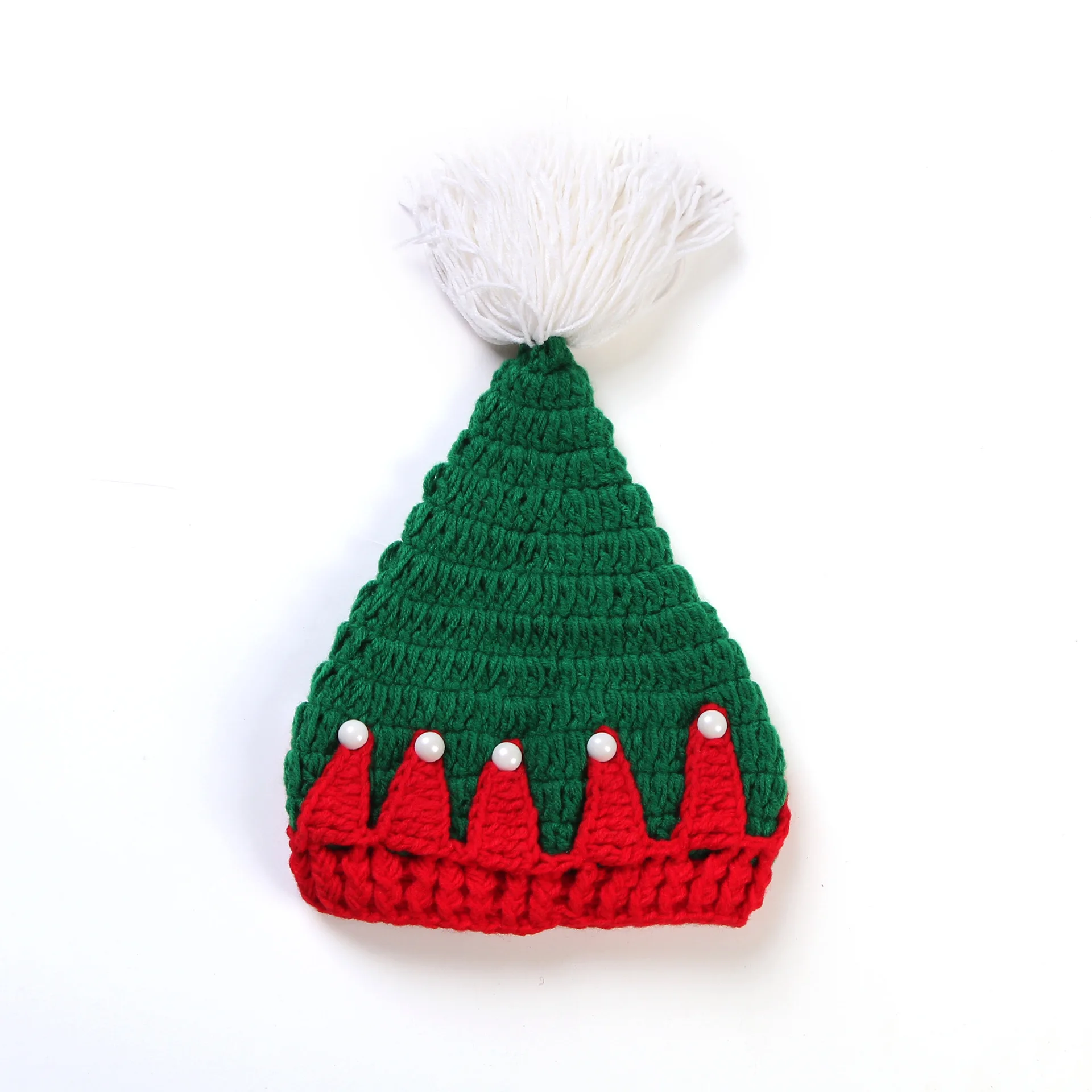 

Knitted Christmas Hat Baby Newborn Wool Red and Green Christmas Hat Cap Baby Crochet Hat Christmas Party Props Gifts