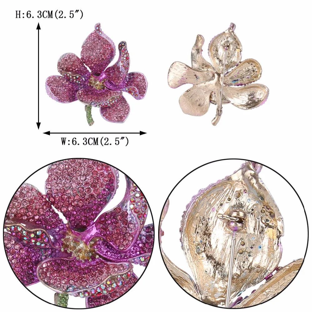 Tuliper брошь женская брошь на булавке цветок орхидеи цветения розовый Золотая брошь с кристаллами вечерние праздничные ювелирные изделия подарок японская шпилька брошь с аксессуары