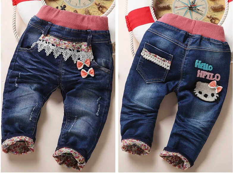Chumhey/От 0 до 4 лет; джинсы для маленьких девочек; мягкие джинсовые брюки с цветочным принтом; Kawaii; детская одежда; длинные брюки для малышей; Bebe; джинсы; одежда для малышей - Цвет: NO2