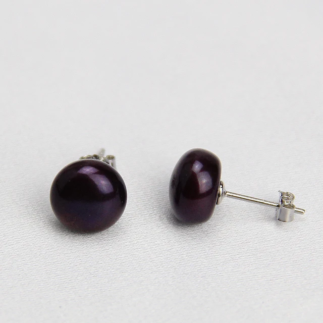 Online Brown Pearl Earrings Stud 9mm Genuine Fresh Water Brown Pearl Earrings Stud 9mm Genuine Fresh Water Earring Colored Earings For Women Natural