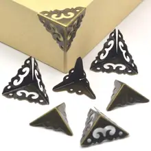 KALASO 20 шт. антикварная шкатулка для украшений угловой Деревянный чехол, защитный, бронзовый, цветочный узор, резные металлические украшения для дома KALASO 20 шт. антикварная шкатулка для украшений угловой Деревянный чехол, защитный, бронзовый, цветочный узор, резные металлические украшения для дома