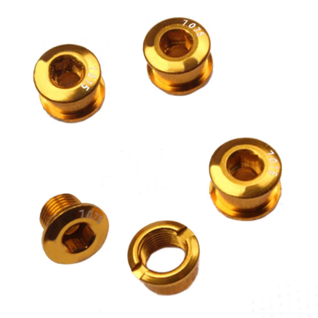 5Pcs Aluminum Bike Chainwheel Bolts Bicycle Crankset Chainring Bolts Mountain Road Bike Disc Screws For Crankset Bicycle Parts