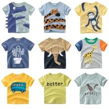 Verano niños ropa niños Camiseta de algodón dinosaurio de manga corta Camiseta niño Casual Linda camiseta 1-8 años