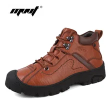 Genuine Leather Men Boots Winter Fur Warm Snow Boots Men Shoes Male Adult Casual Ankle Rubber Non Slip Shoes Men Dropshipping fall non slip booties genuine leather shoes full grain black high top faux fur ankle handmade men winter mens zipper dress boots