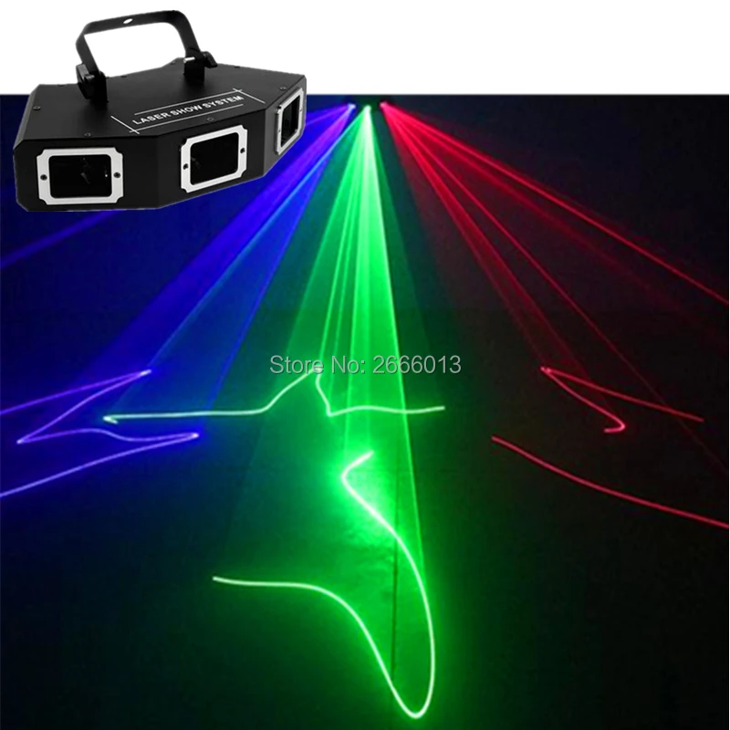 

Niugul DJ Stage Effect Light RGB Laser Light/Fan-shaped 3 Lens Scanning Lighting/ DMX512 Scan Laser Beam Disco Party KTV Lights