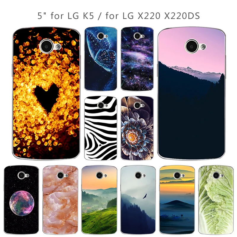 For LG K5 Case Soft TPU Shell LTE X220DS x220 K 5 Back Cover Flower Style k5 5.0'' Scenic Eagle Phone Cases |