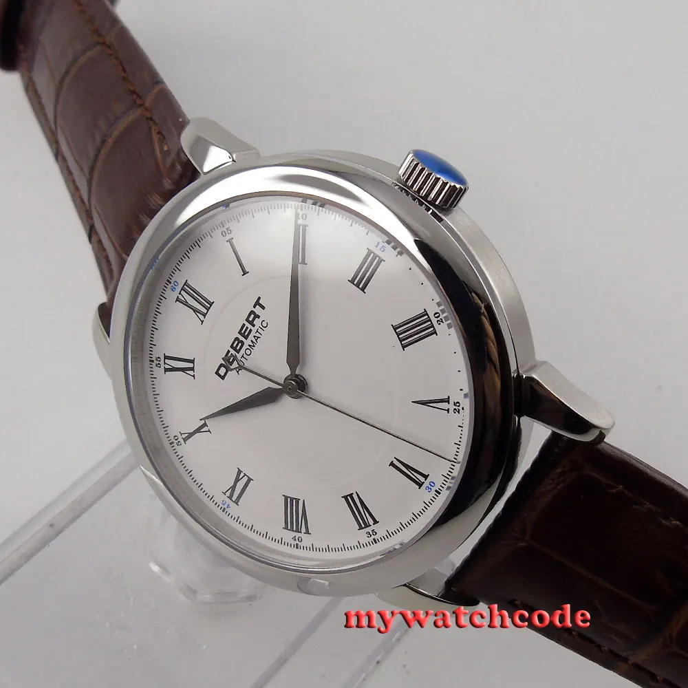 

Polished 40mm Debert white dial Roman marks miyota 821A Automatic mens Watch28