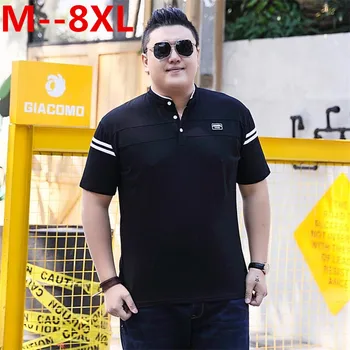 

10XL 8XL 6XL Mandarin Collar Short Sleeve Tee Shirt Men 2018 Spring Summer New Top Men Brand Clothing Loose Fit Cotton T-Shirts