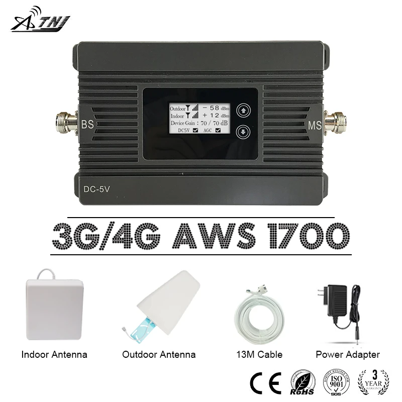 ATNJ 3g 4 г Moblie повторитель сигнала AWS LTE 1700 2100 мГц Сотовая связь усилитель 80dB усиления