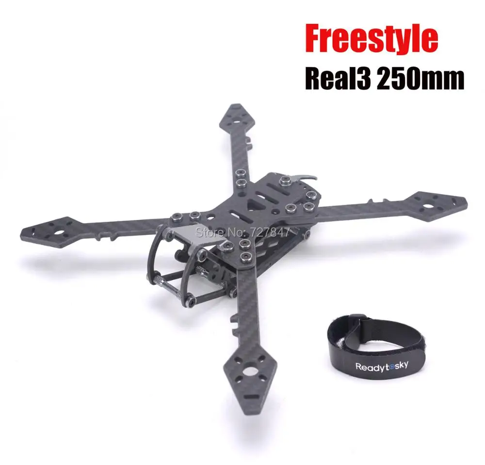 NEW Freestyle Real3 250mm Wheelbase 4mm Arm Carbon Fiber Frame Kit for RC font b Drone