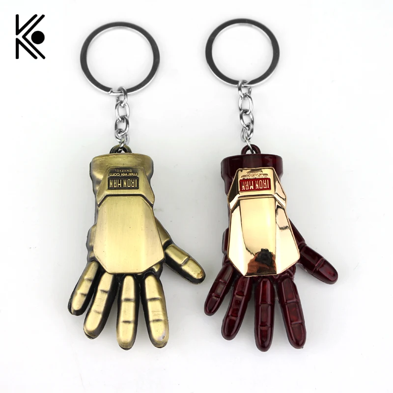

New Arrival Super Hero The Avengers Iron Man Hand Keychain Metal Key Chain 6 Color Light Alloy Key Ring Chain Statement Jewelry
