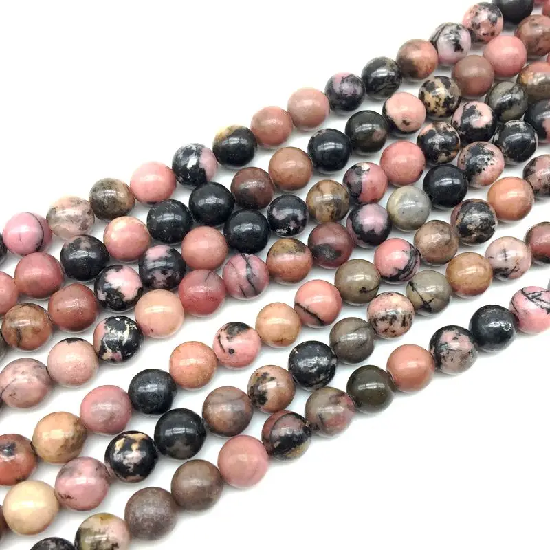 

Natural Stone Pink Rhodonite Beads Loose Spacer Round 4 mm 6 mm 8 mm 10 mm DIY Making Jewelry Supplies