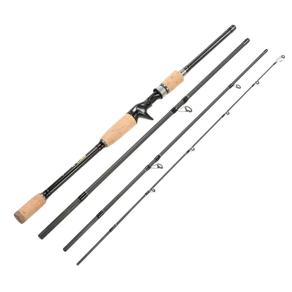 

4 Sections Carbon Fiber Portable Baitcasting Spinning Fishing Rod Medium Rod Fishing Pole for Saltwater and Freshwater