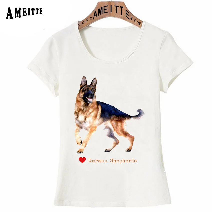 

Love German Shepherds Print T-Shirt Dog Lover Summer Women T-Shirt Casual Tops Cute Girl Street Wear Tees White Short Sleeve