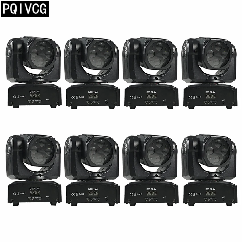 

8pcs/ mini beam light 4x10w rgbw 4in1 super beam light mini moving head light DMX512 dj equipment