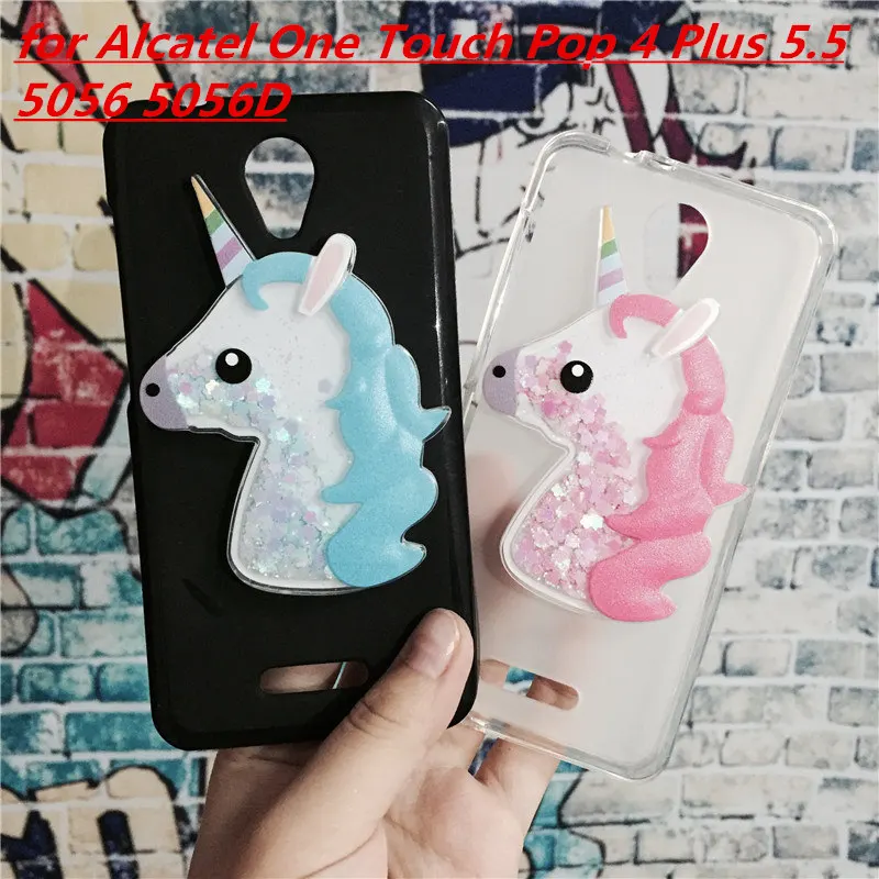 

3D Leather Telephone Covers Soft Silicone Case for Alcatel One Touch Pop 4 Plus 5.5 5056 5056D Phone Cover Funda