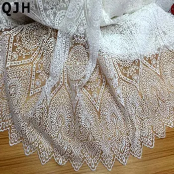 

New White Milk Silk Organza High Quality Tulle Fabric Laces Lace Embroidery Fashion French Cord Lace Fabric For Women Dress