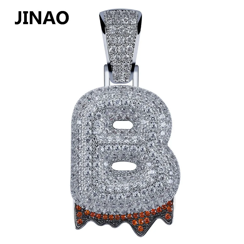 JINAO Iced Out, кулон с буквенным именем и дополнительная цепочка, дизайн, A-Z, кубический циркон, кулон в стиле хип-хоп, Пузырьковые украшения из букв