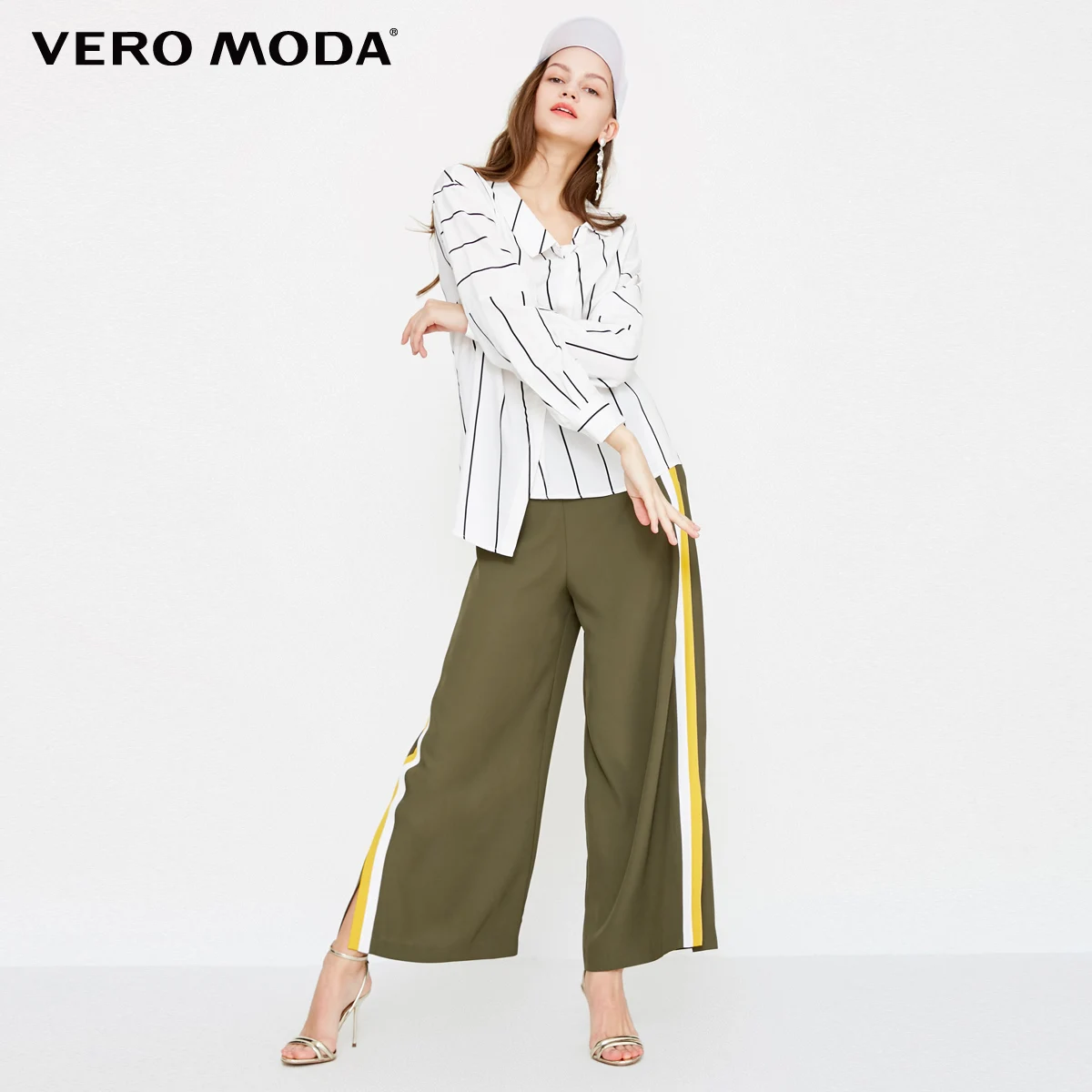  Vero Moda Women's Irregular Hemline Stripe Casual Shirt Blouse  318305506