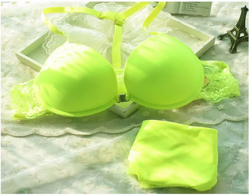 sheer bra and panty sets 2017 Fashion Sexy Front Closure Push Up A/B cup Seamless Bra Embroidery Floral Lace Racer Back Racerback Bras Underwear Sets bra and knicker sets cheap