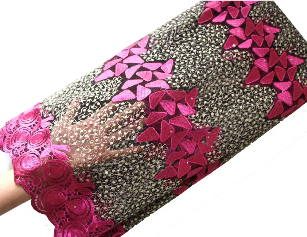 fushia pink tulle lace fabric