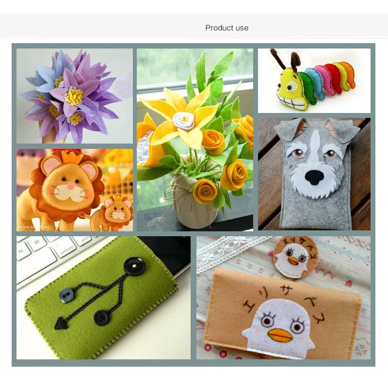 10 Pcs 2 Mm Felt Fabric DIY Craft for Kids Handmade Felt Animals Flowers Toys Home Decor Sewing Storage Kindergarten Dolls Decor