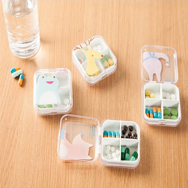 

LF Sxsounai 2019 Multigrid Transparent Small Organizer Plastic Box Fashion Travel Portable Cute Animal Mini Drug Storage Box