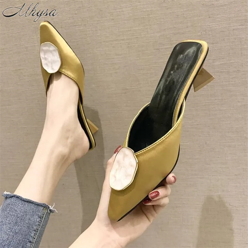 

Mhysa 2019 Slippers summer new Fashion pointed toe Strange Style high heels flip flops slippers Dress Women's pumps High5cm T564