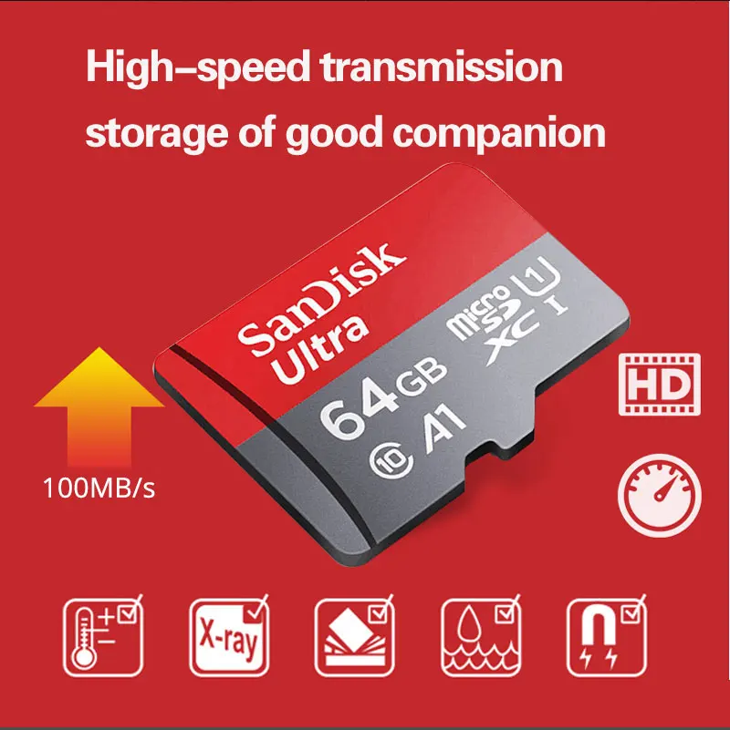 Карта памяти SanDisk Microsd 128 Гб 64 Гб U1/U3 C10 UHS-I A1/A2 V30 SDXC 32 ГБ 16 ГБ TF карта 200 ГБ 256 ГБ 4K Full HD для мобильных устройств/камер