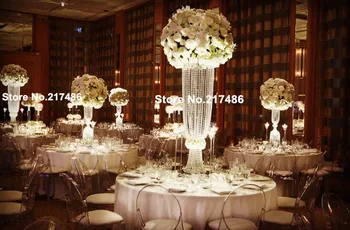 

Hot large and tall Sale Trumpet Shaped acrylic Crystal Vase Flower Vases