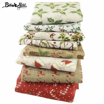 

Booksew Christmas Decorations For Home Linen Fabric Table Cloth Patchwork 8PCS/lot 45cmx50cm Precut Bundle Curtain Navidad